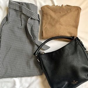 ASOS Houndstooth Wide Leg Cropped Pants